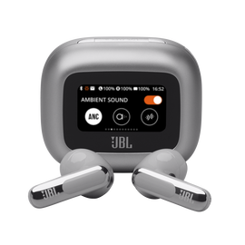 JBL Live Flex 3 - Silver - True wireless noise-cancelling open-stick earbuds - Hero